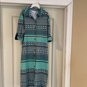 Charter club Petite Small Stylish Green Patterned Dress missing belt